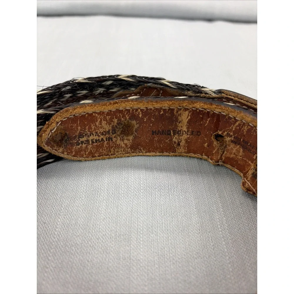 Vintage Hand Braided Horsehair Belt Texas Lone Star Brass Buckle Size 34
